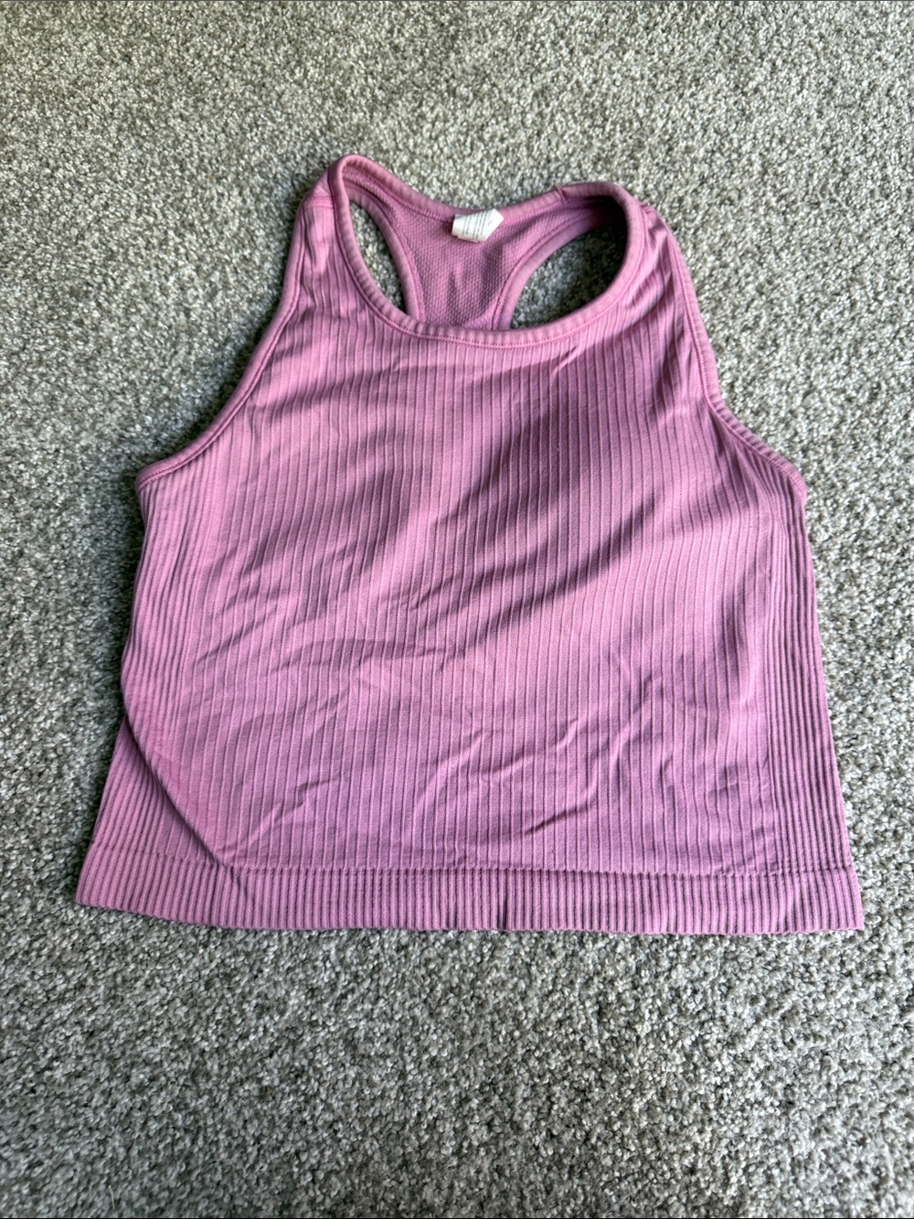 90 Degree By Reflex Mauve Ribbed Racerback Tank Top